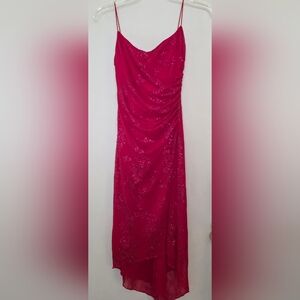 Vtg City Triangles Red Sparkle Dress